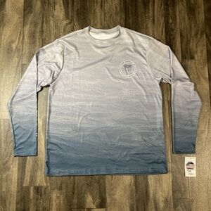 Sharkys on the Pier Performance UV Fishing Shirt Mens Small Long Sleeve USA MADE